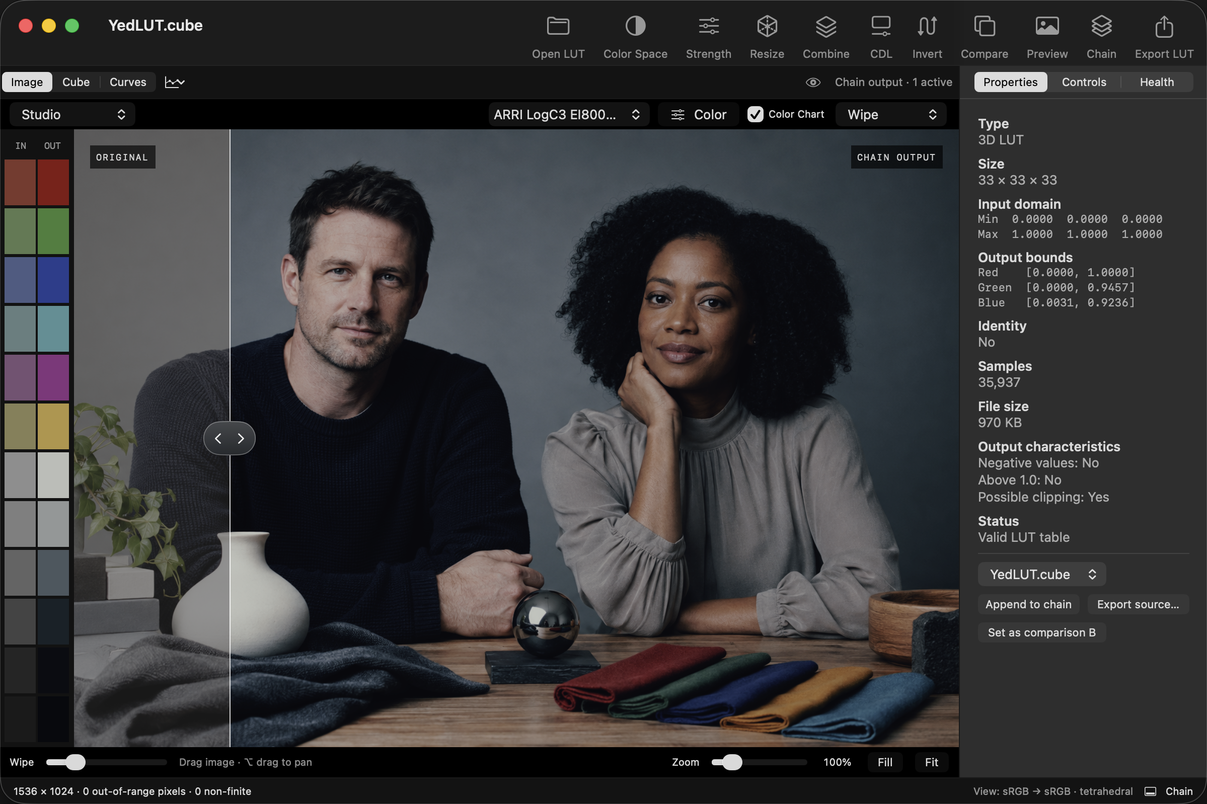 Eikon — main interface with YedLUT applied