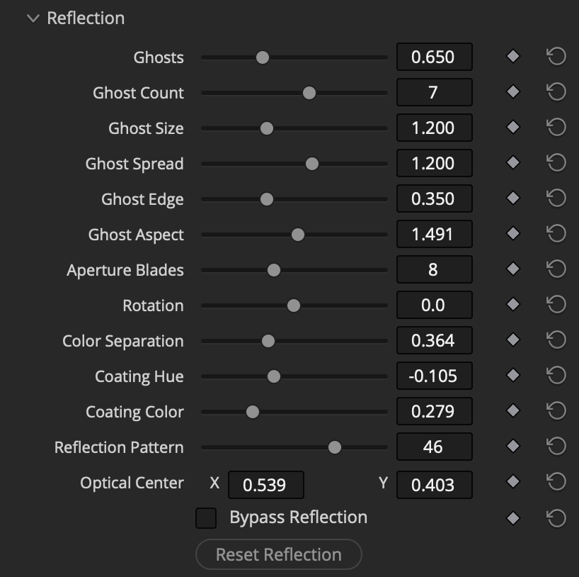 Phos Reflection controls